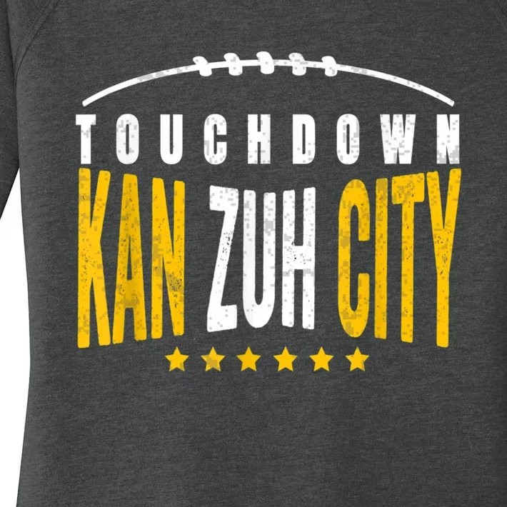 Fanatic KC Kansas City Touchdown KanzuhCity Red Kc TD Zone Women's Perfect Tri Tunic Long Sleeve Shirt