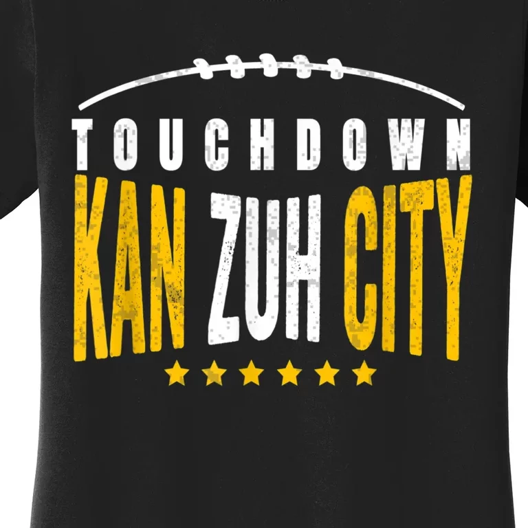 TeeShirtPalace Fanatic KC Kansas City Touchdown KanzuhCity Red KC TD Zone Women's T-Shirt