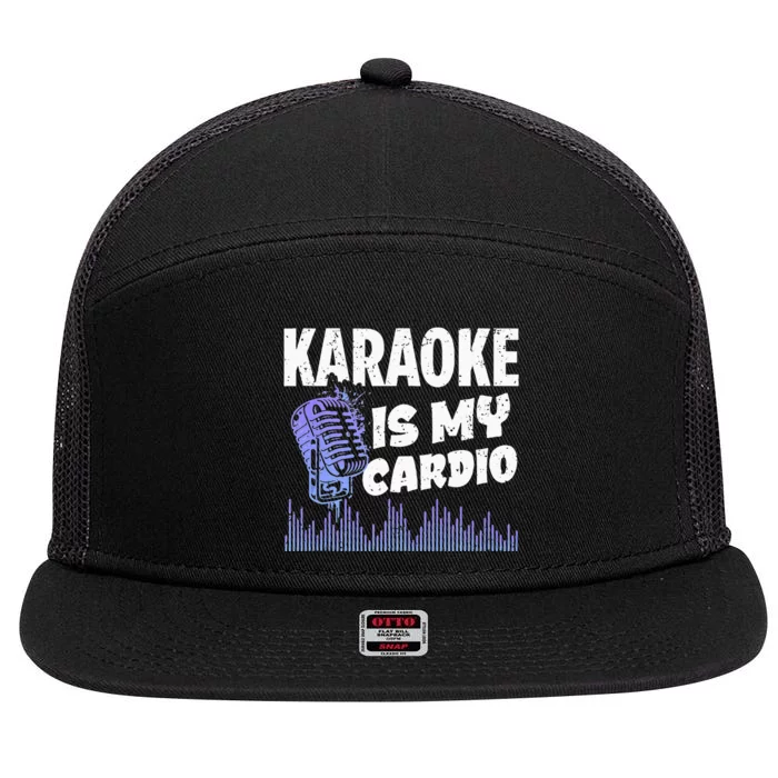 Funny Karaoke Legend Music My Cardio Vintage Microphone 7 Panel Mesh Trucker Snapback Hat