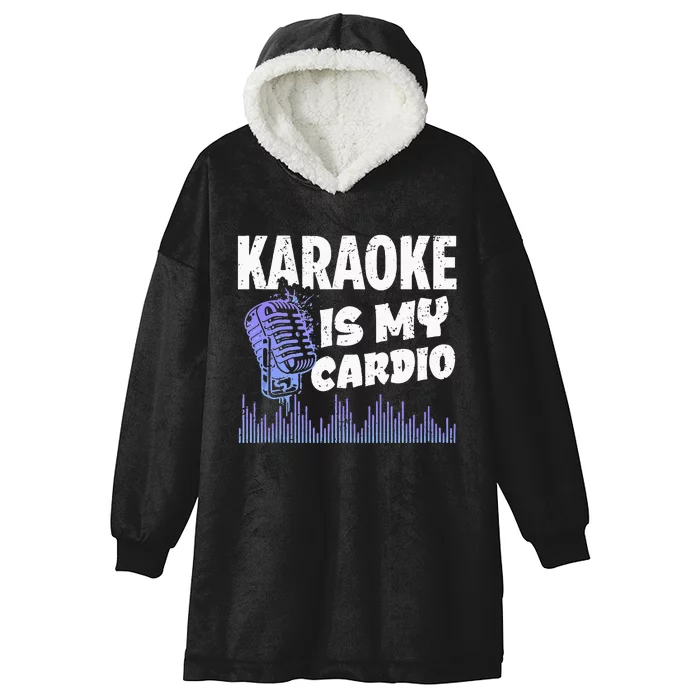 Funny Karaoke Legend Music My Cardio Vintage Microphone Hooded Wearable Blanket