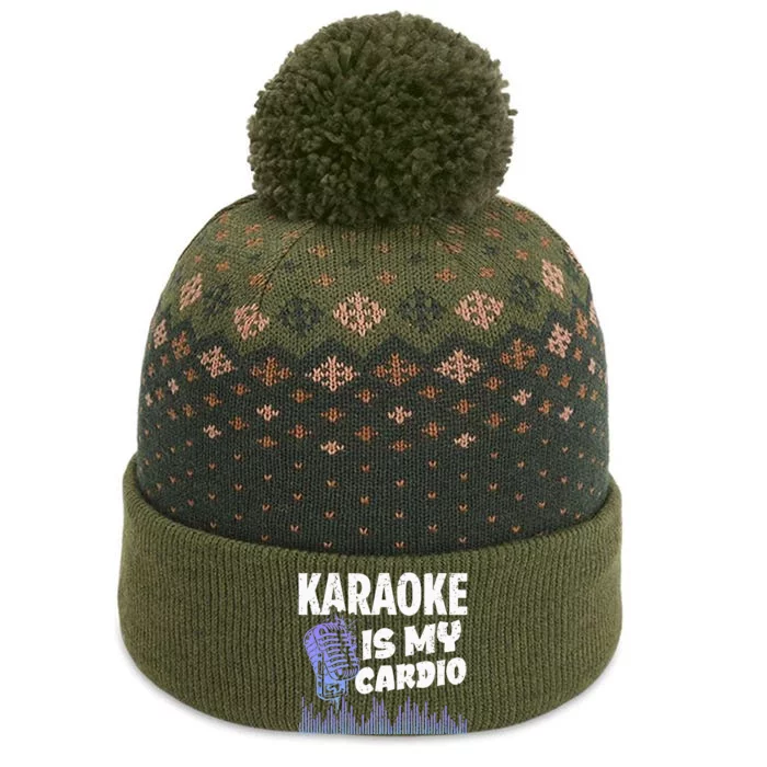 Funny Karaoke Legend Music My Cardio Vintage Microphone The Baniff Cuffed Pom Beanie