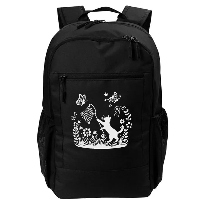 Flower Kitten Lover Butterfly Catching Net Floral Cat Daily Commute Backpack