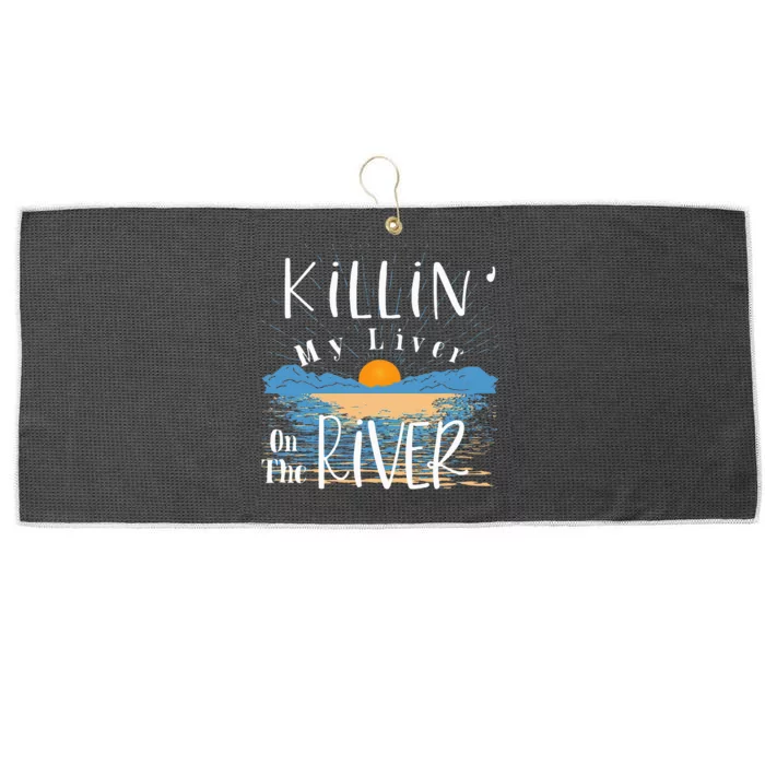 Funny Killing My Liver On The River Items Large Microfiber Waffle Golf Towel