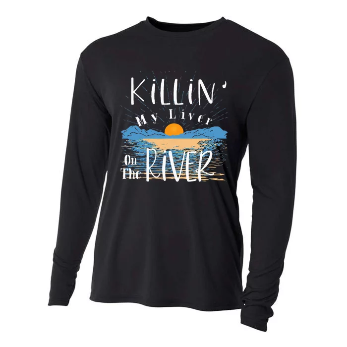 Funny Killing My Liver On The River Items Cooling Performance Long Sleeve Crew