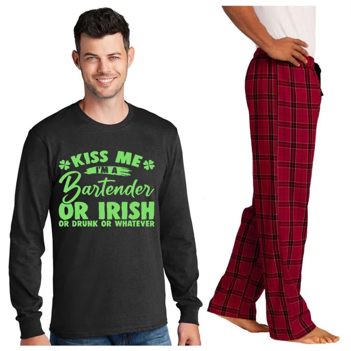 Funny Kiss Me I'm A Bartender Or Irish Or Drunk Or Whatever Long Sleeve Pajama Set