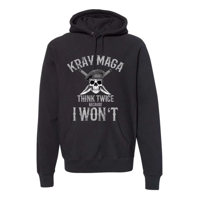 Funny Krav Maga Fighting Skull Premium Hoodie