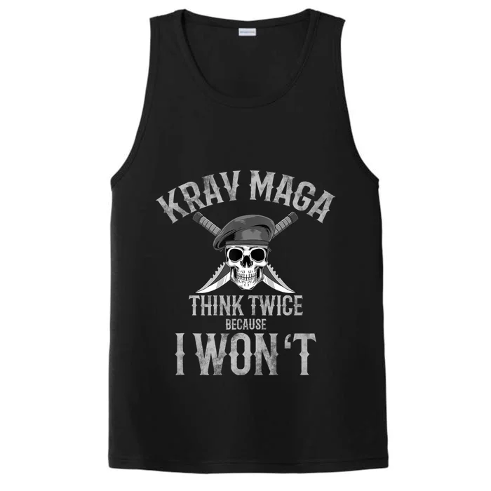 Funny Krav Maga Fighting Skull Performance Tank