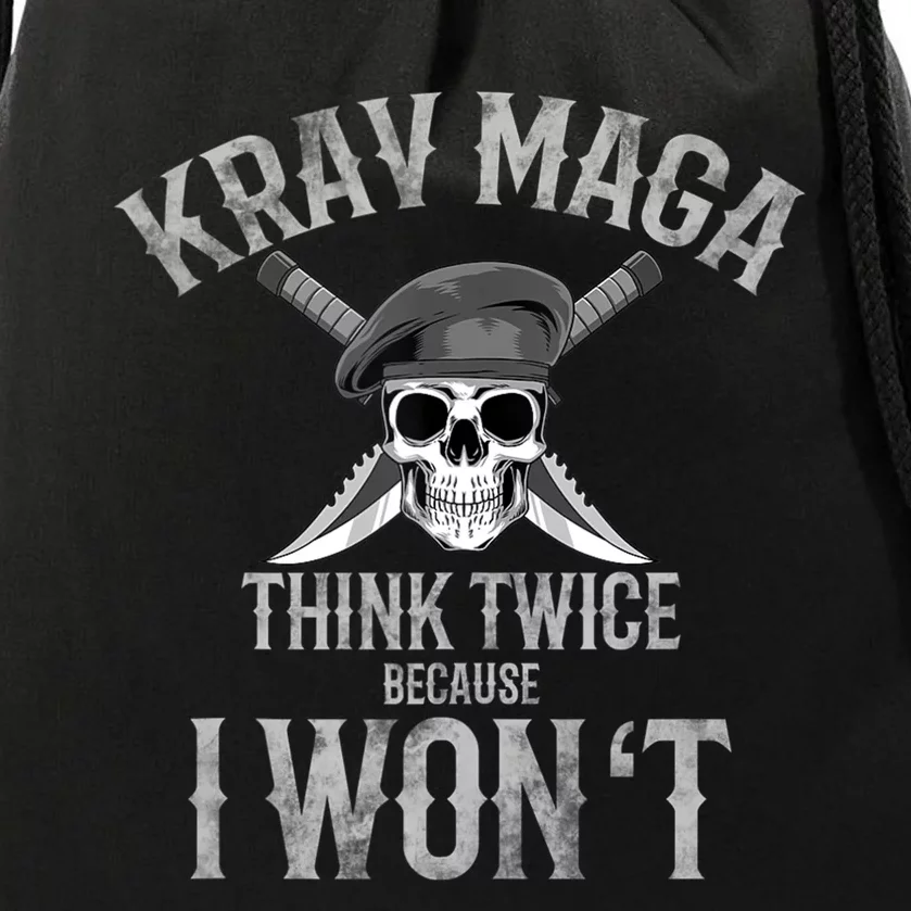 Funny Krav Maga Fighting Skull Drawstring Bag