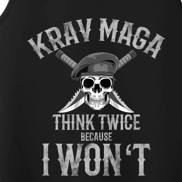 Funny Krav Maga Fighting Skull Performance Tank