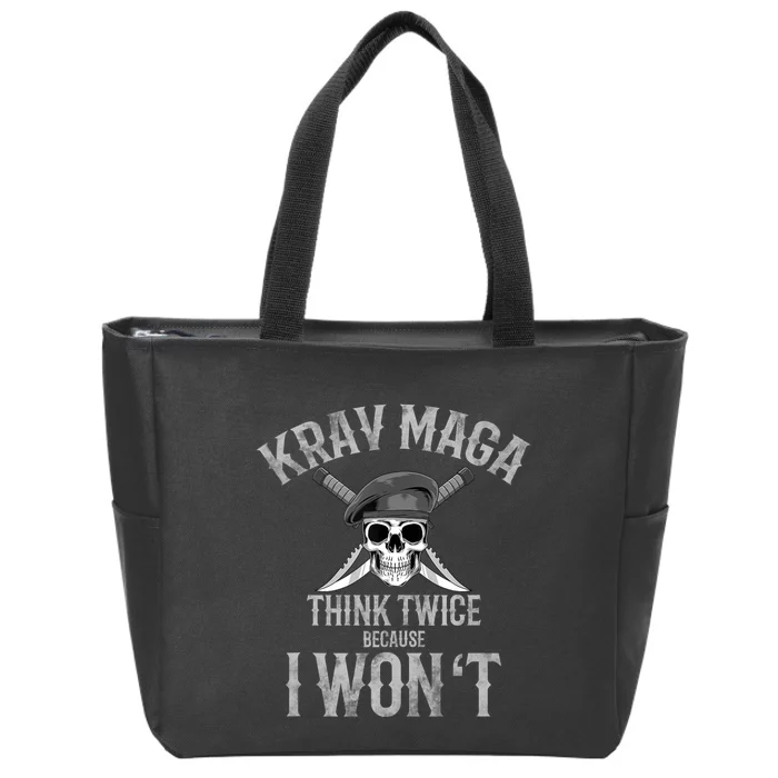 Funny Krav Maga Fighting Skull Zip Tote Bag