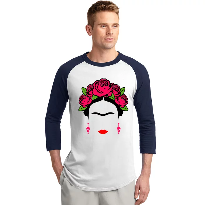 Frida Kahlo Mexico Artist Lover Flower Skull Baseball Sleeve Shirt