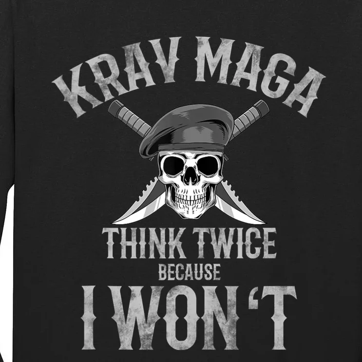 Funny Krav Maga Fighting Skull Tall Long Sleeve T-Shirt