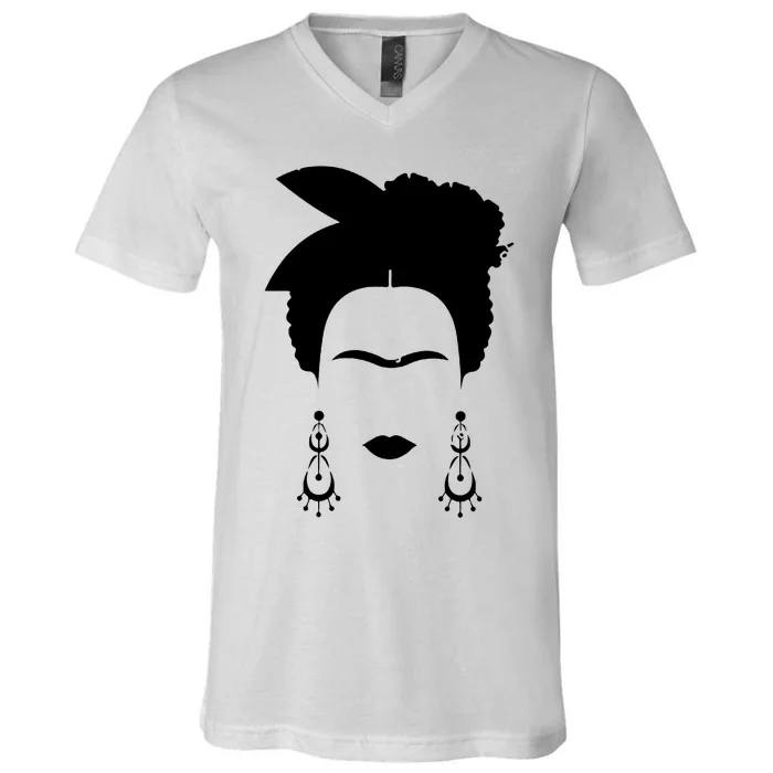 Frida Kahlo Mexico Artist Lover Flower Skull V-Neck T-Shirt