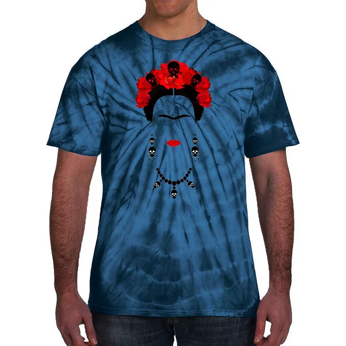 Frida Kahlo Mexico Artist Lover Flower Skull Tie-Dye T-Shirt