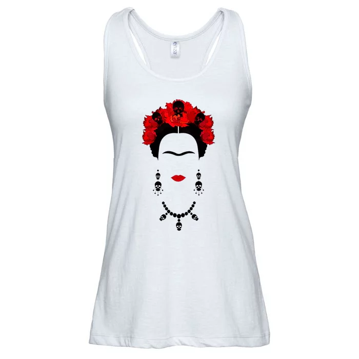 Frida Kahlo Mexico Artist Lover Flower Skull Ladies Essential Flowy Tank