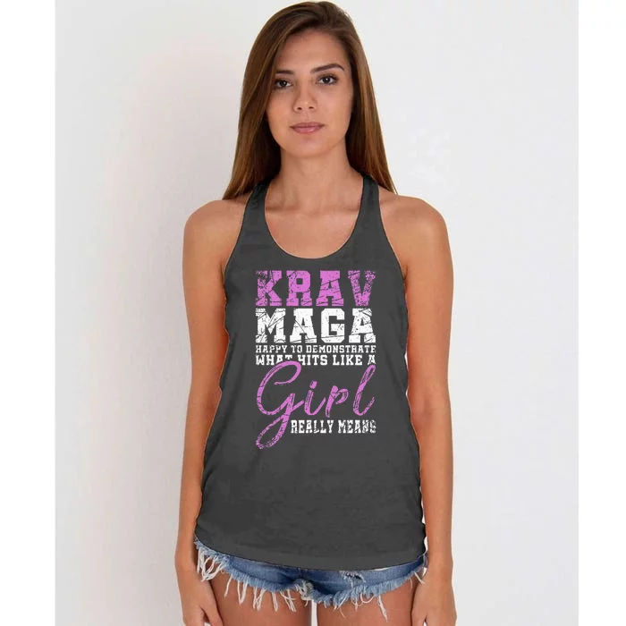 Funy Krav Maga Girl Gift Martial Arts Krav Maga Women's Knotted Racerback Tank