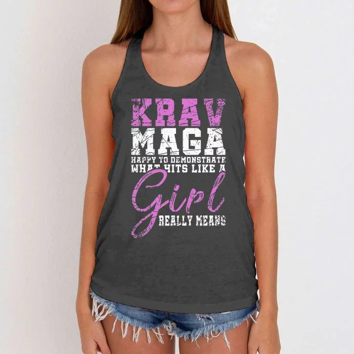 Funy Krav Maga Girl Gift Martial Arts Krav Maga Women's Knotted Racerback Tank