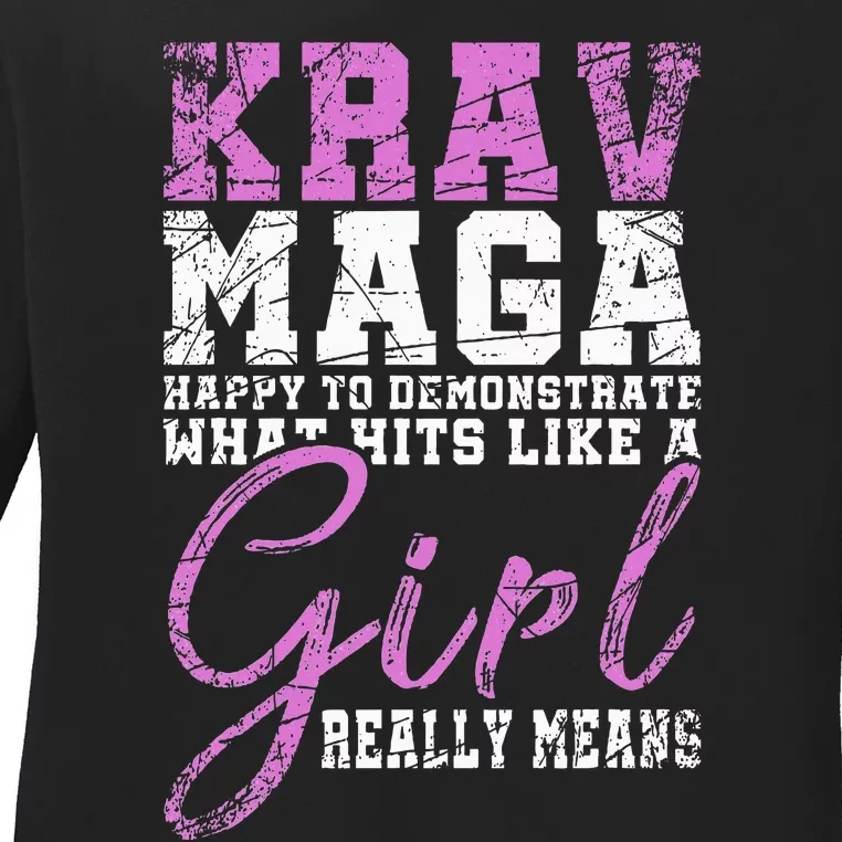 Funy Krav Maga Girl Gift Martial Arts Krav Maga Ladies Long Sleeve Shirt