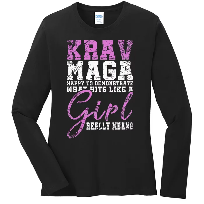 Funy Krav Maga Girl Gift Martial Arts Krav Maga Ladies Long Sleeve Shirt