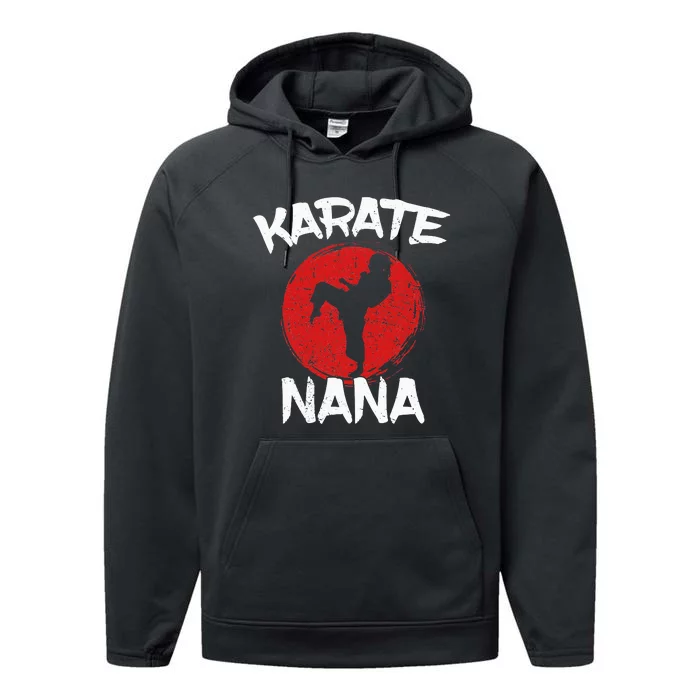 Funny Karate Nana Martial Arts Grandma Ponytail Performance Fleece Hoodie