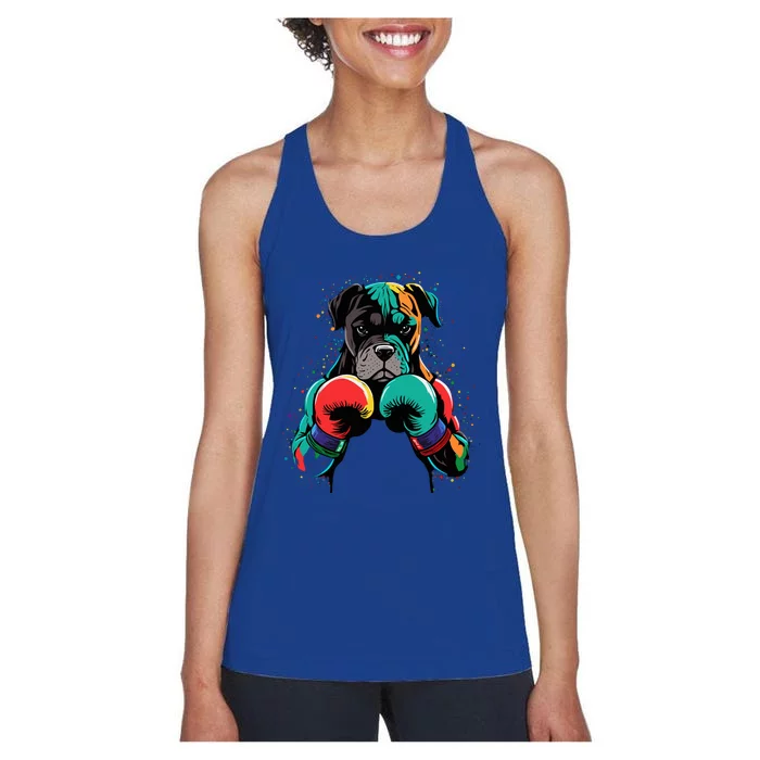 Funny Kickboxing Or Boxing Boxer Dog Women's Racerback Tank