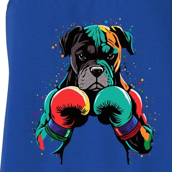 Funny Kickboxing Or Boxing Boxer Dog Women's Racerback Tank