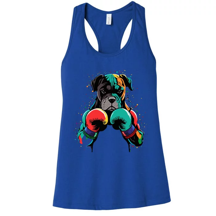 Funny Kickboxing Or Boxing Boxer Dog Women's Racerback Tank