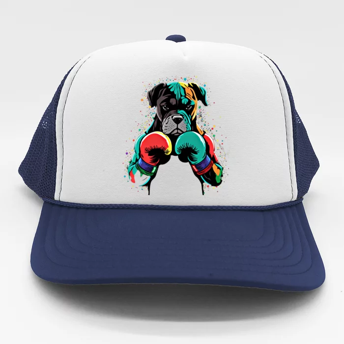 Funny Kickboxing Or Boxing Boxer Dog Gift Trucker Hat