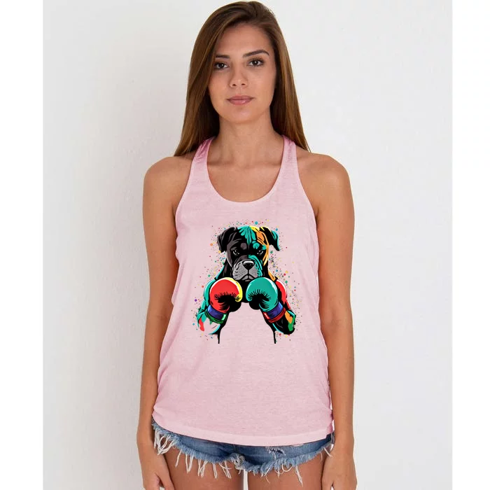 Funny Kickboxing Or Boxing Boxer Dog Gift Women's Knotted Racerback Tank