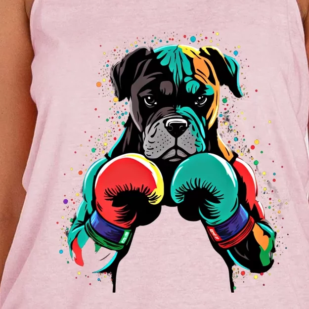 Funny Kickboxing Or Boxing Boxer Dog Gift Women's Knotted Racerback Tank