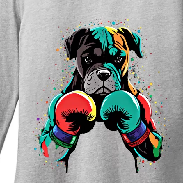 Funny Kickboxing Or Boxing Boxer Dog Gift Womens CVC Long Sleeve Shirt