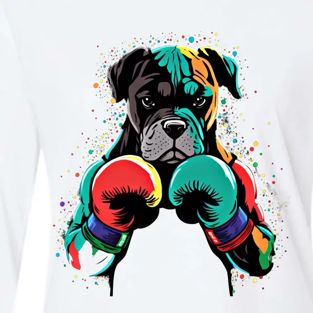 Funny Kickboxing Or Boxing Boxer Dog Gift Womens Cotton Relaxed Long Sleeve T-Shirt