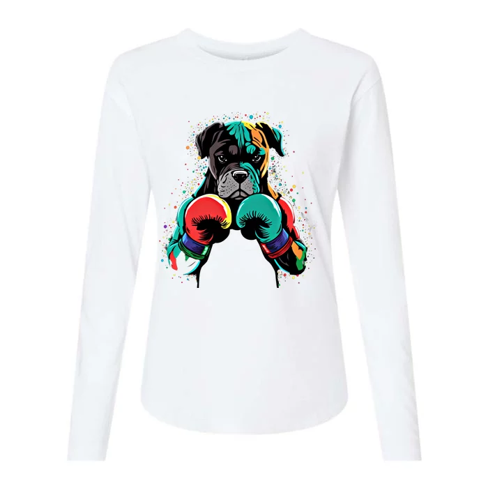 Funny Kickboxing Or Boxing Boxer Dog Gift Womens Cotton Relaxed Long Sleeve T-Shirt