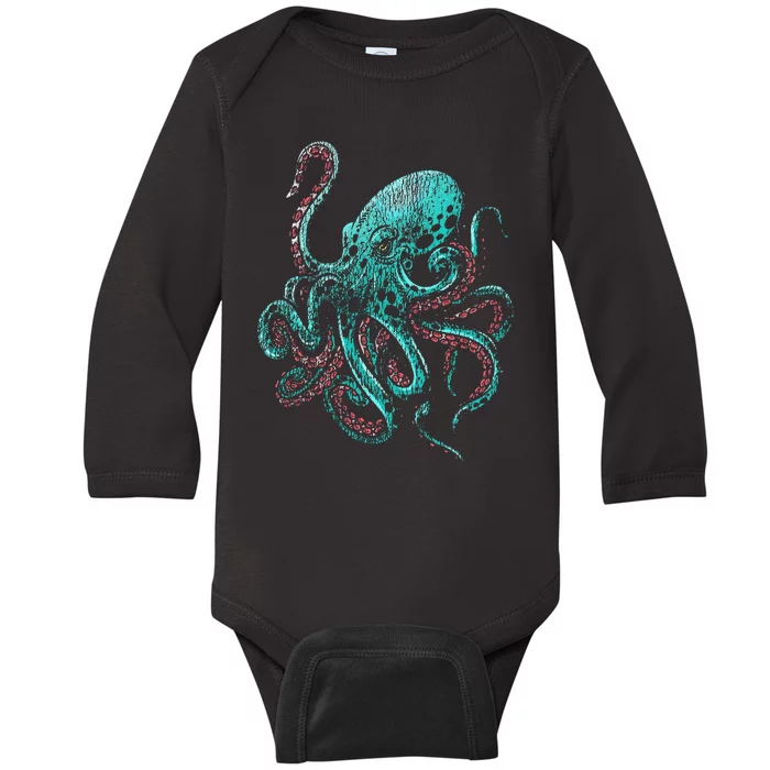 Funny Kraken Octopus Gift Baby Long Sleeve Bodysuit