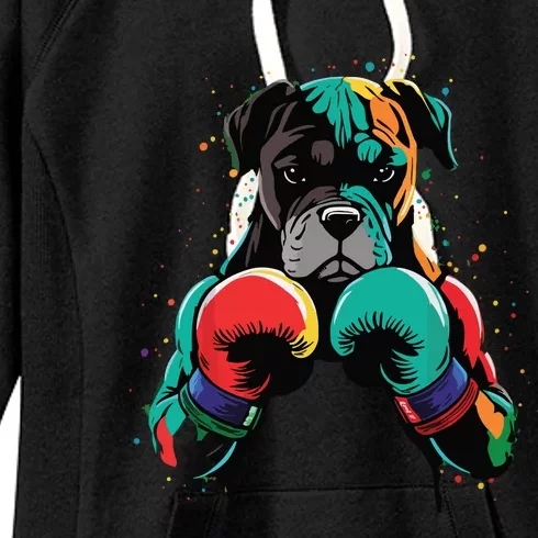 Funny Kickboxing Or Boxing Boxer Dog Women's Fleece Hoodie