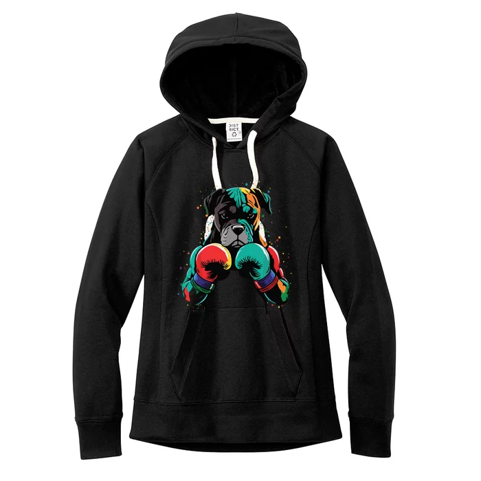 Funny Kickboxing Or Boxing Boxer Dog Women's Fleece Hoodie