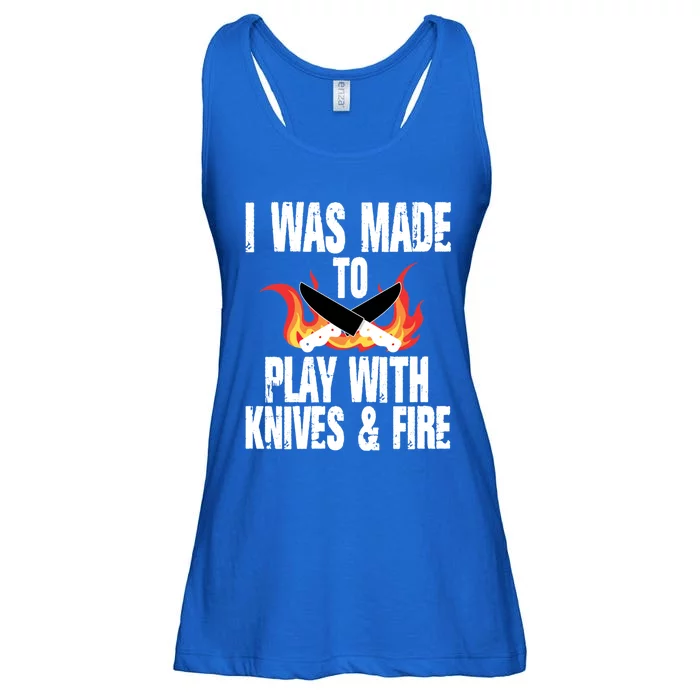 Funny Kitchen Proud Chef Play Knives And Fire Humor Cooking Gift Ladies Essential Flowy Tank