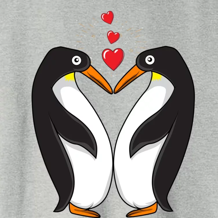 Funny Kissing Penguins Valentine's Day Matching Couple Gift Women's Crop Top Tee