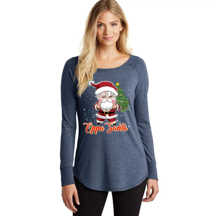 Funny K Pop Christmas K Pop Santa Gift Women's Perfect Tri Tunic Long Sleeve Shirt