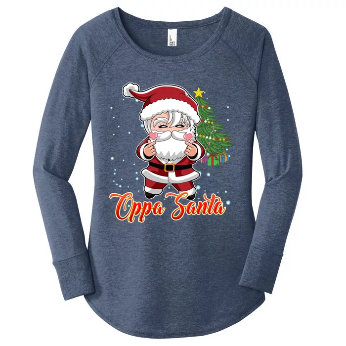 Funny K Pop Christmas K Pop Santa Gift Women's Perfect Tri Tunic Long Sleeve Shirt