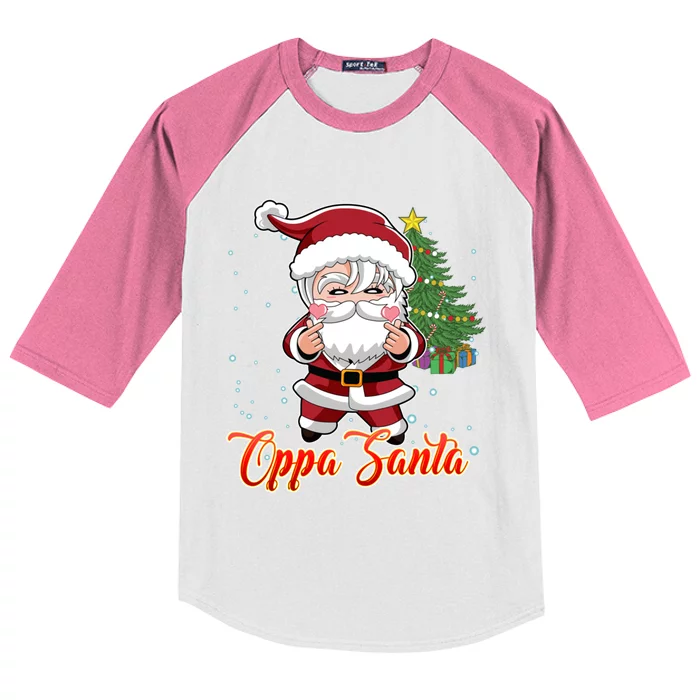 Funny K Pop Christmas K Pop Santa Gift Kids Colorblock Raglan Jersey