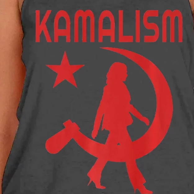 Funny Kamalism Pun Premium Women's Knotted Racerback Tank