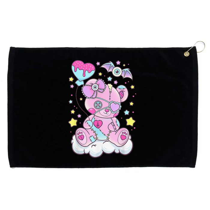 Funny Kawaii Pastel Goth Cute Creepy Bear Grommeted Golf Towel