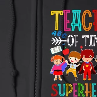 funny Kindergarten Prek Teacher of Tiny Superheroes Full Zip Hoodie