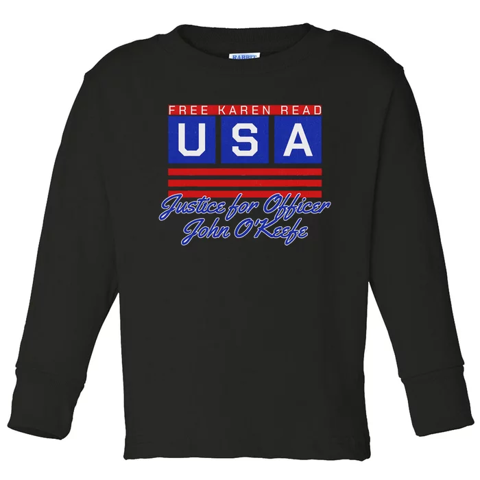 Free Karen Read Justice For Officer John OKeefe Usa America Toddler Long Sleeve Shirt