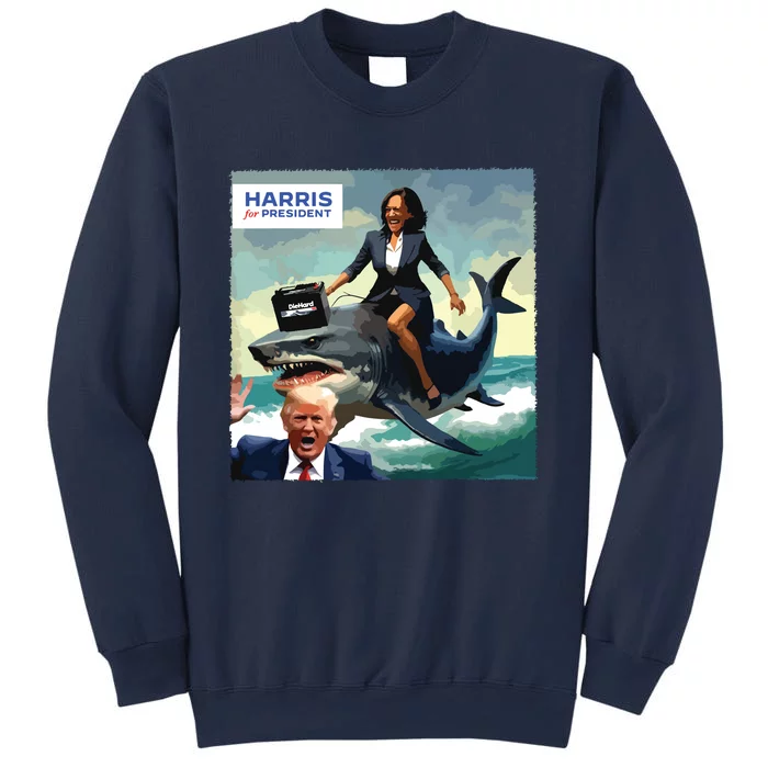 Funny Kamala Riding A Shark 2024 President Beat Trump Sweatshirt