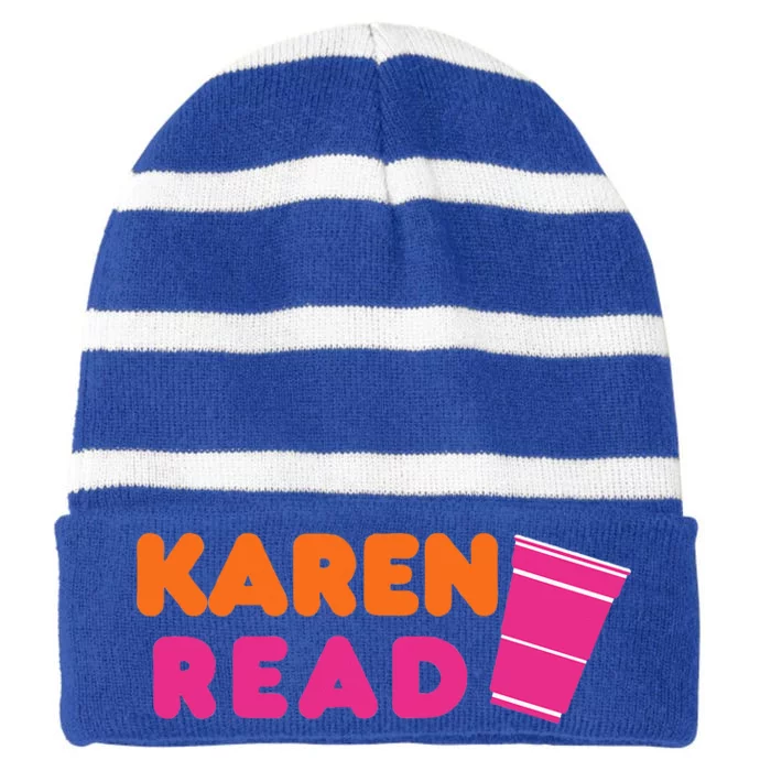 Free Karen Read Striped Beanie with Solid Band