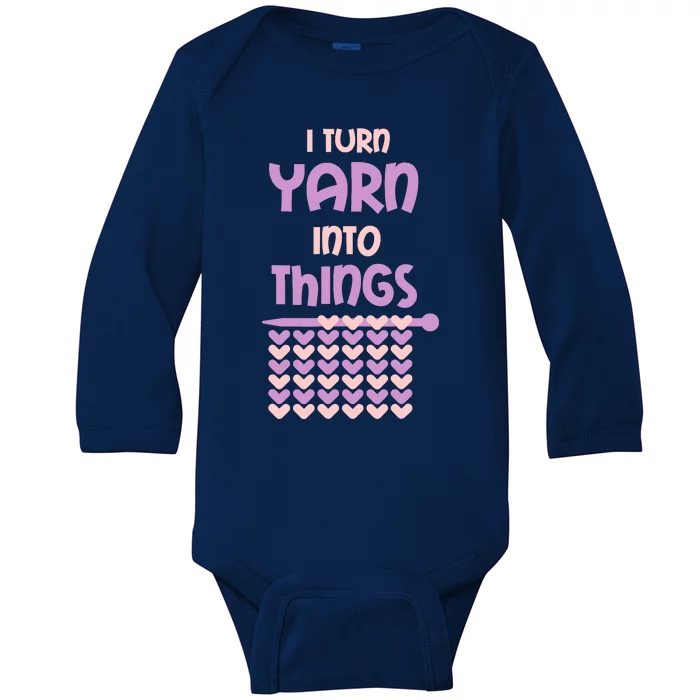 Funny Knitting Retirement Crochet Yarn Baby Long Sleeve Bodysuit