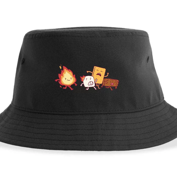 Funny Kawaii Smores Happy Camper Camping Trip Sustainable Bucket Hat