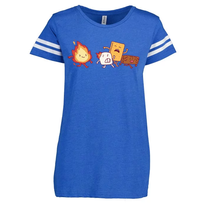 Funny Kawaii Smores Happy Camper Camping Trip Enza Ladies Jersey Football T-Shirt